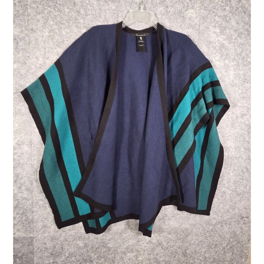 White House Black Market color-blocked ruana blue teal design One Size